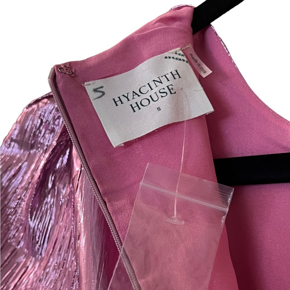 Tuckernuck Hyacinth House Pink Metallic Plisse Eloise Midi Dress Sz S - Picture 12 of 15
